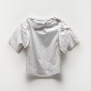Goop G White Cotton Women's Top with Shoulder ties. Size 8 crisp cotton